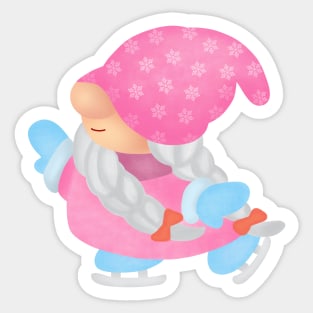 Cute gnome is ice skating happily Sticker
